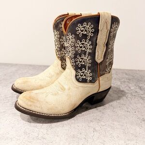 Dan Post Cowboy Boots Blue Leather Embroidered Size 6 *